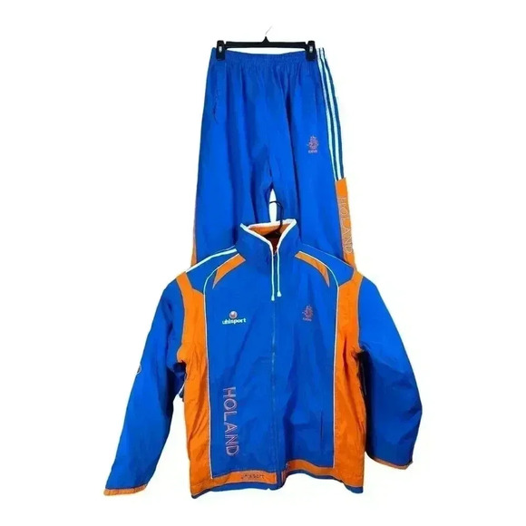NETHERLANDS UHLSPORT KNVB REVERSIBLE JACKET AND TRACK PANTS TRACK SUIT HOLAND - Picture 1 of 16